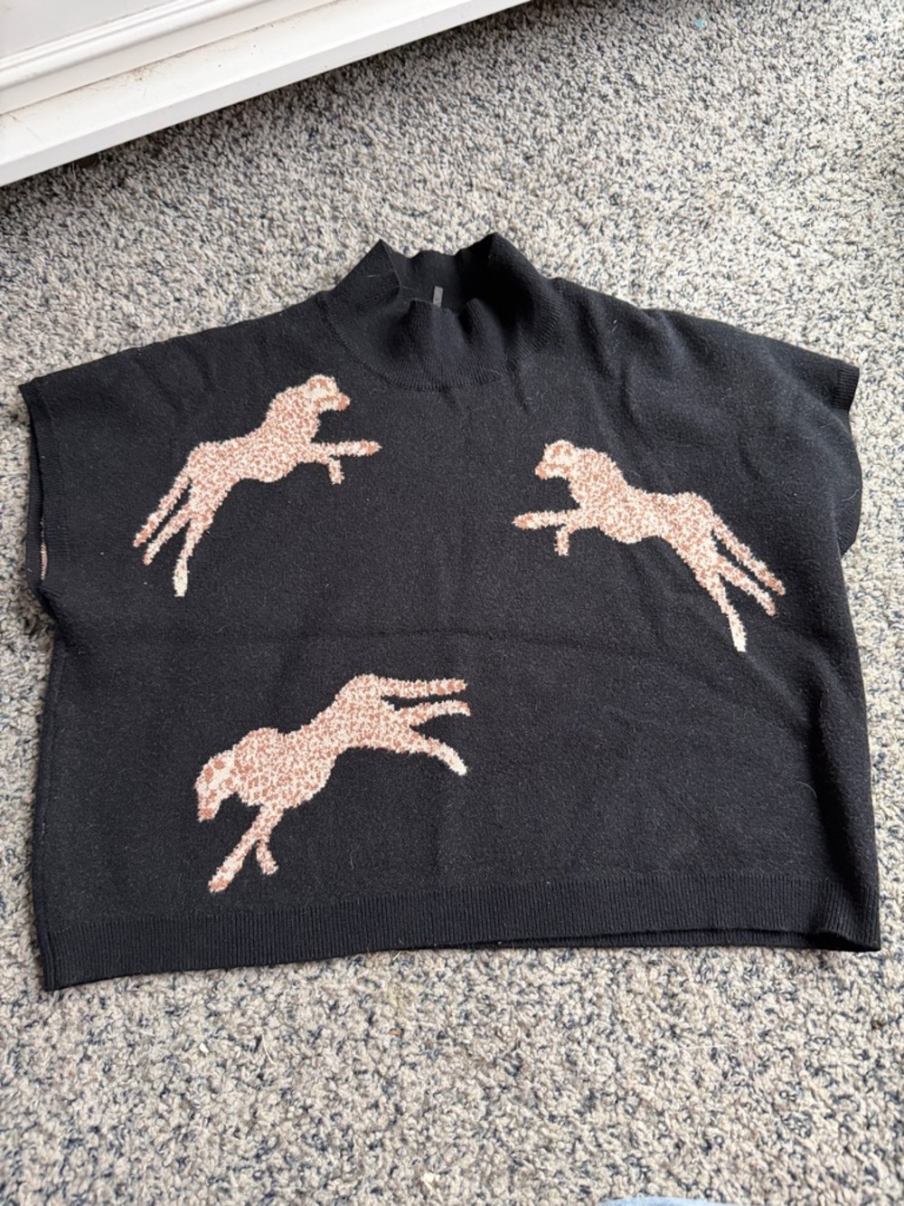 Black Sweater Vest with Pink lepards